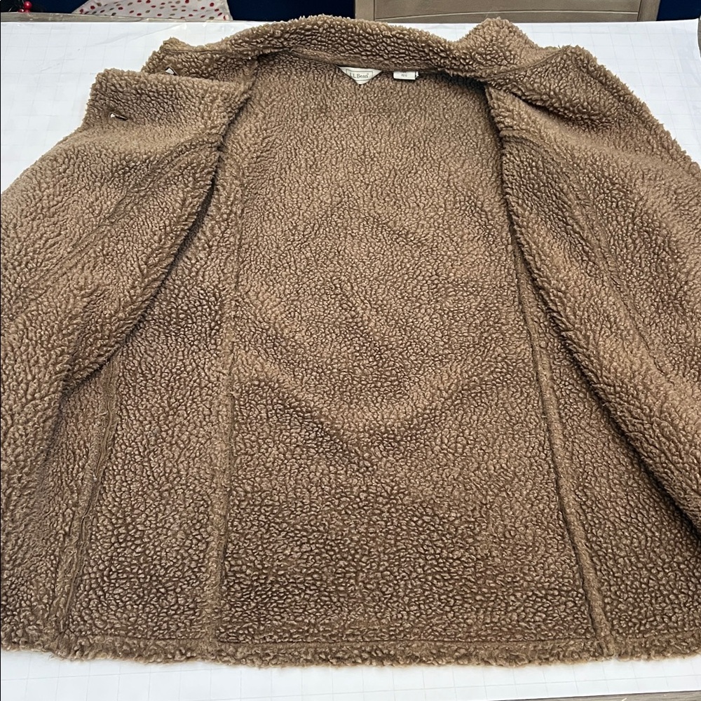 L.L. BEAN VINTAGE BROWN SHEARLING TEDDY MIDI LENGTH BUTTON FRONT COAT M - Picture 12 of 16